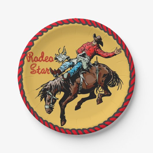 Western Party Bronc Riding Paper Borden Papieren Bordje (Voorkant)
