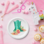 Western Party Bruiloft Cowboy laarzen en bloemen Papieren Bordje (Feest)