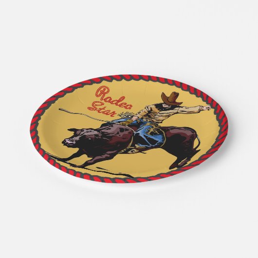 Western Party Bull Riding Paper Borden Papieren Bordje (Gekanteld)