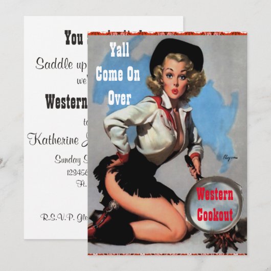 Western Party Cookout Diner Kaart (Voorkant / Achterkant)