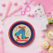 Western Party Cowboy Boot Scootin" Dance Red Papieren Bordje (Feest)