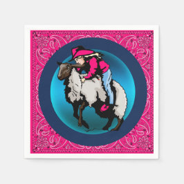 Western Party Cowgirl Mutton Bustin' Pink Bandana Servet