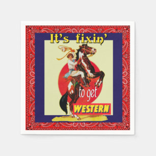 Western Party Cowgirl Paard Fixin 'om Western te w Servet
