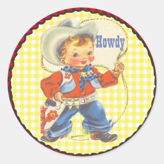 Western Party Kleine Cowboy Met Touw Stickers (Voorkant)