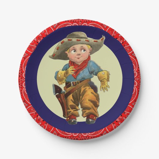 Western Party Little Cowboy Red Bandana Papieren Bordje (Voorkant)