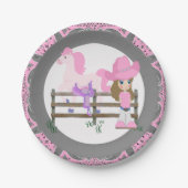 Western Party Little Cowgirl Paard en zadel Papieren Bordje (Voorkant)