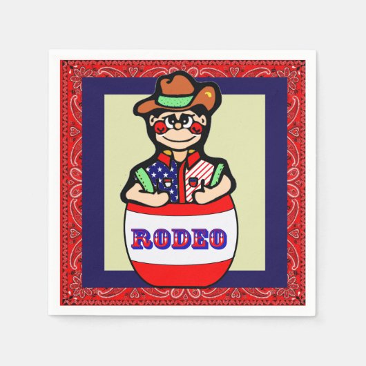 Western Party Rodeo Clown En Barrel Servet (Voorkant)