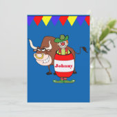Western Party Rodeo Clown Met Bull Personaliseren Kaart (Staand voorkant)