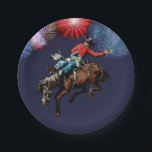 Western Party Rodeo Cowboy Bronc Rider Borden Papieren Bordje<br><div class="desc">Deze borden hebben een rodeo bronsrijder in het centrum en vuurwerk rond de top. Bekijk andere benodigdheden van coördinerende partijen in de Rodeo Days Store.</div>