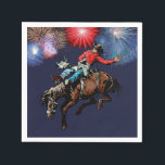 Western Party Rodeo Cowboy Bronc Rider Servetten<br><div class="desc">Feestservetten met een rodeo bronchrijder op een donkerblauwe achtergrond met vuurwerk. Bekijk dit ontwerp op andere partij benodigdheden.</div>