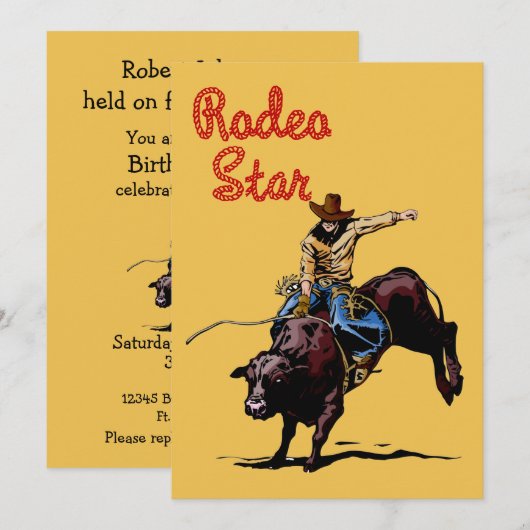 Western Party Rodeo Cowboy Bull Rider Kaart (Voorkant / Achterkant)