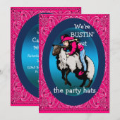 Western Party Rodeo Cowgirl Mutton Bustin' Kaart (Voorkant / Achterkant)