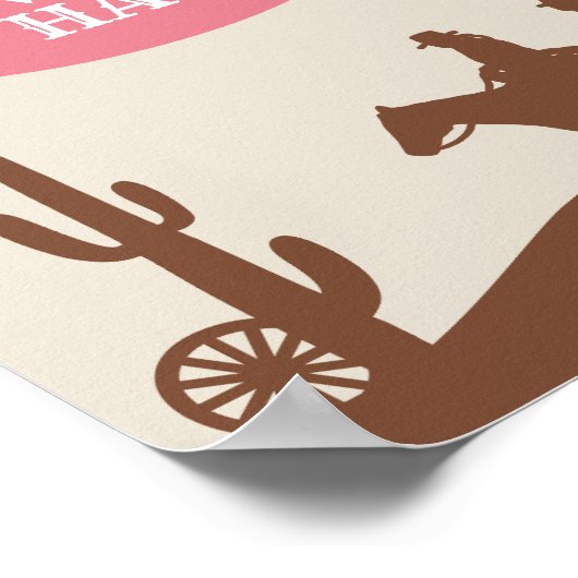 Western Party Roze "Autograph my Cowboy Pet" Teken Poster (Hoek)