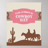 Western Party Roze "Autograph my Cowboy Pet" Teken Poster (Voorkant)