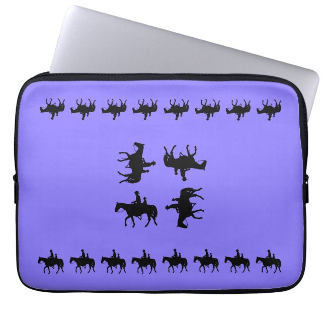 Western Periwinkle - Horseback Silhouettes Laptop Sleeve (Voorkant)