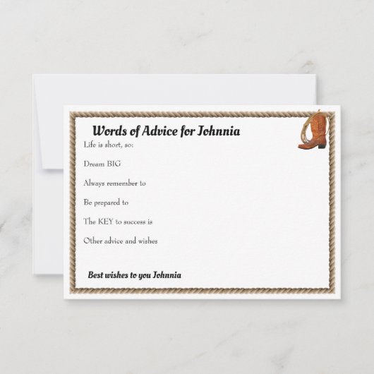 Western Pet en Lariat afstuderen advies Notitiekaartje (Voorkant)