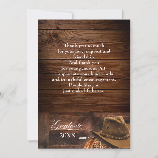 Western Pet en Lasso Afstuderen Bedankt kaart (Achterkant)