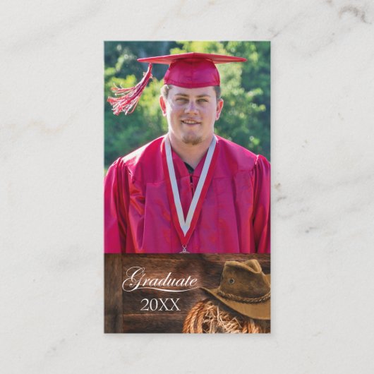 Western Pet en Lasso Graduation Party Invitation Visitekaartje (Voorkant)