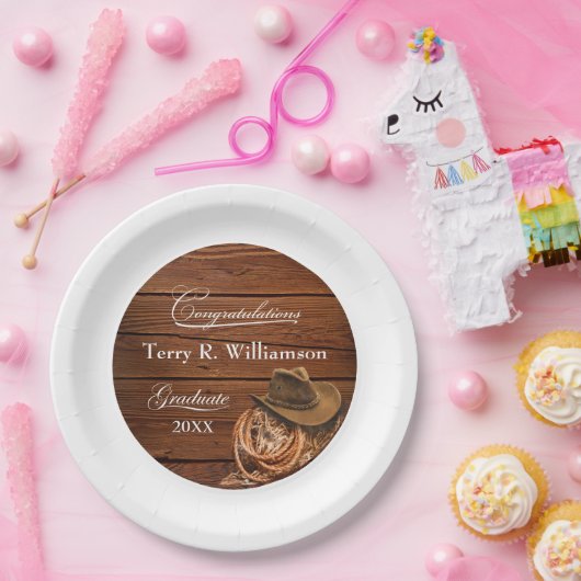Western Pet en Lasso Graduation Party Papieren Bordje (Feest)