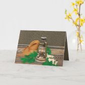 Western Pet van Cowboy Lantern Faux Wood/Leder Kaart (Gele Bloem)