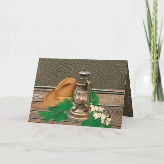 Western Pet van Cowboy Lantern Faux Wood/Leder Kaart (Voorkant)