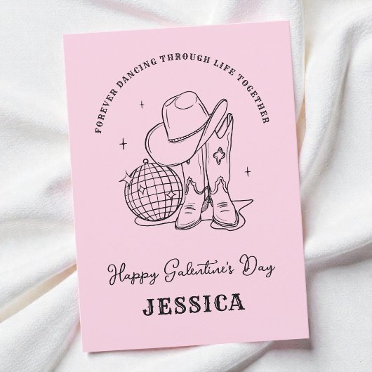 Western Pink Bff Script Happy Galentine's Day Feestdagenkaart