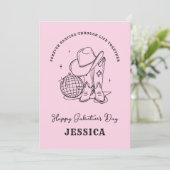 Western Pink Bff Script Happy Galentine's Day Feestdagenkaart (Staand voorkant)