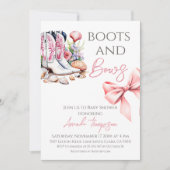 Western Pink Boots and Bows Girl Baby Shower Kaart (Voorkant)