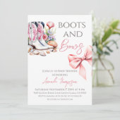 Western Pink Boots and Bows Girl Baby Shower Kaart (Staand voorkant)