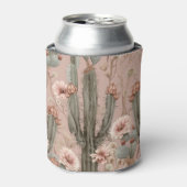 Western Pink Brown Cowgirl Cactus Floral Blikjeskoeler (Blikje Voorkant)