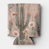 Western Pink Brown Cowgirl Cactus Floral Blikjeskoeler (Voorkant)