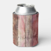 Western Pink Brown Cowgirl Faux Wood Blikjeskoeler (Blikje Voorkant)