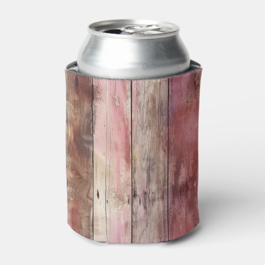 Western Pink Brown Cowgirl Faux Wood Blikjeskoeler (Blikje Voorkant)