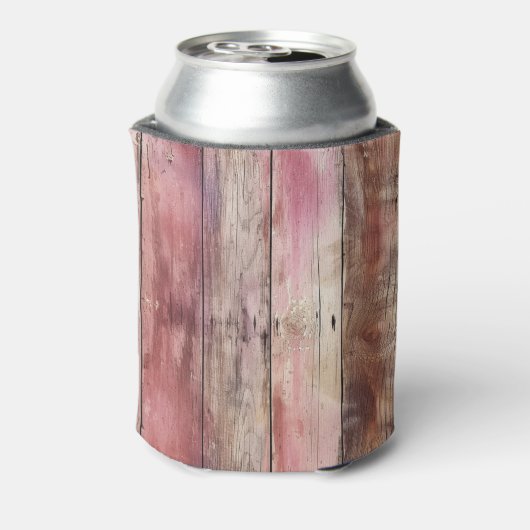 Western Pink Brown Cowgirl Faux Wood Blikjeskoeler (Blikje Achterkant)