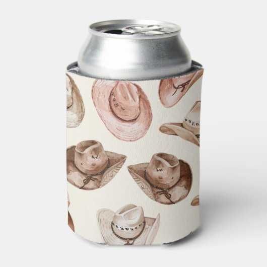 Western Pink Brown Cowgirl Hats   Blikjeskoeler (Blikje Voorkant)
