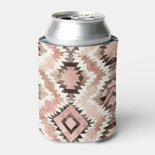 Western Pink Brown Cowgirl Native Print Blikjeskoeler (Blikje Voorkant)