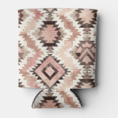 Western Pink Brown Cowgirl Native Print Blikjeskoeler (Voorkant)