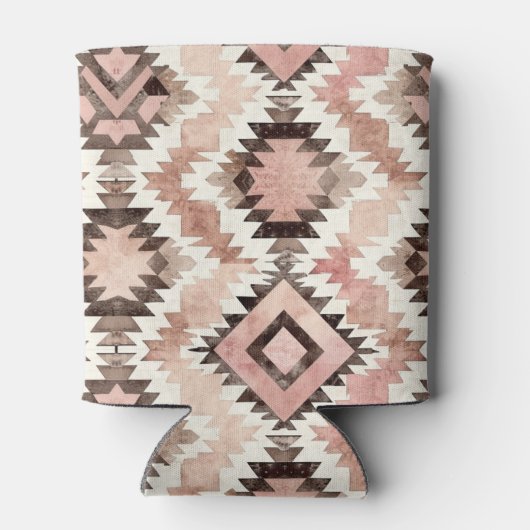 Western Pink Brown Cowgirl Native Print Blikjeskoeler (Achterkant)
