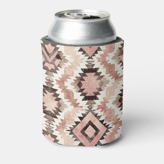 Western Pink Brown Cowgirl Native Print Blikjeskoeler (Blikje Achterkant)