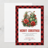 Western Plaid Buffalo Christmas Greeting Card Feestdagenkaart (Voorkant / Achterkant)