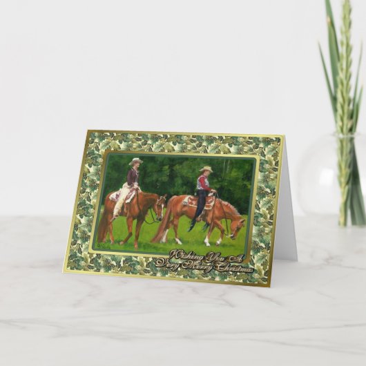 Western Plezier Kwartier Paard Kerst Kaart (Voorkant)