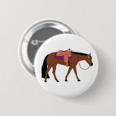 Western plezierpaard ronde button 5,7 cm (Voorkant /achterkant)