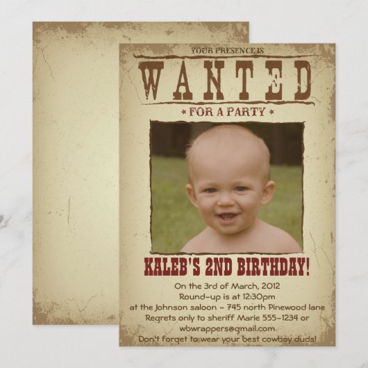 WESTERN POSTER - Uitnodiging van met de partij gel (Voorkant / Achterkant)