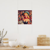  Western Pulp Meisje Poster (Keuken)