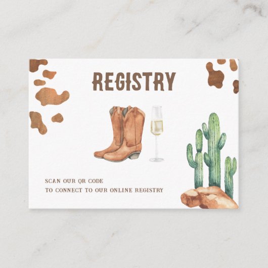 Western - QR Code Vrijgezellenfeest Registry Informatiekaartje (Voorkant)