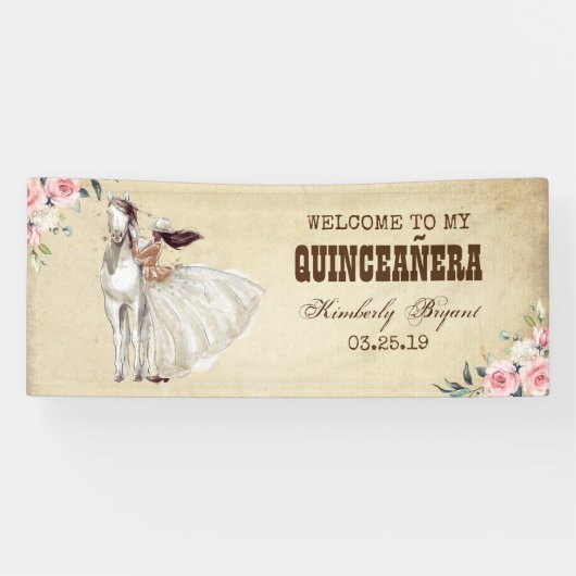 Western Quinceanera 15e geboortedag Spandoek (Horizontaal)