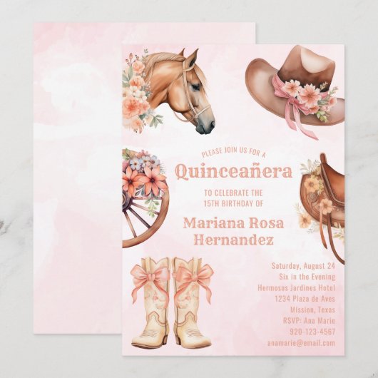 Western Quinceanera Verjaardagsfeest Kaart (Voorkant / Achterkant)