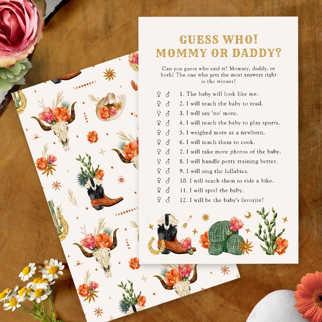 Western raden wie spel (Western Theme Guess Who Game Card by Painted Paperie
)