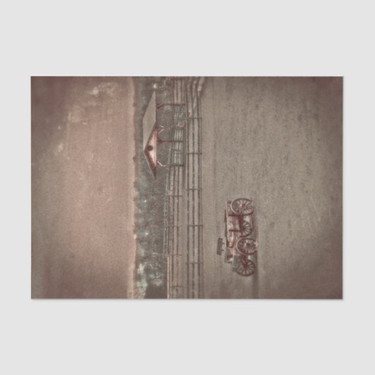 Western Ranch Land Rustisch Boerderij Wagon Tissuepapier (Voorkant)