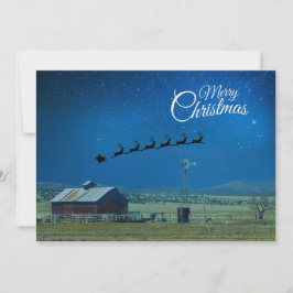 Western Ranch scene with Santa and Reindeer Feestdagenkaart